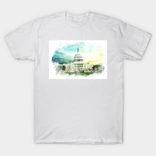 Washington DC Capitol Hill USA Breathtaking Watercolor Painting T-Shirt